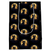 Black Cat Full Moon Celestial Black Halloween Mittlere Geschenktüte (Rückseite)