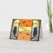 Black Cat Full Moon Halloween Card Karte (Vorderseite)