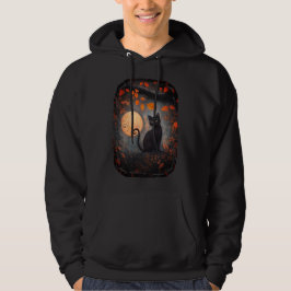 Black Cat Full Moon Herbst Halloween Hoodie
