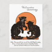 Black Cat Full Moon Orange Black Postkarte (Vorderseite)
