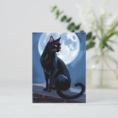 Black Cat | Full Moon Pet Painting Postkarte (Stehend Vorderseite)