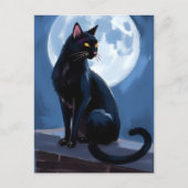 Black Cat | Full Moon Pet Painting Postkarte (Vorderseite)