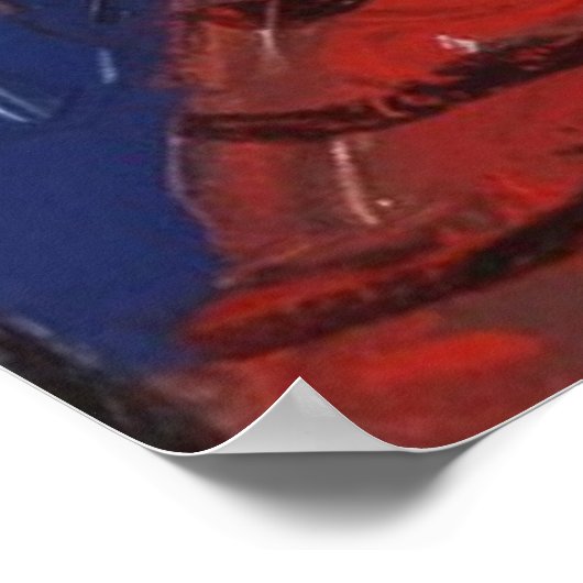 Black Cat Full Moon Rooftop Poster (Ecke)