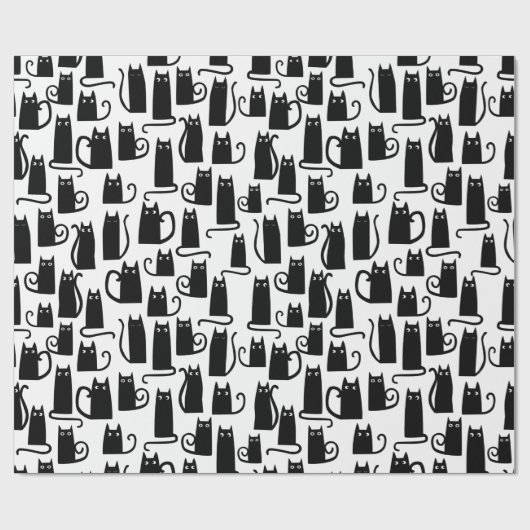 Black Cat Fun Geschenkpapier (Flach)
