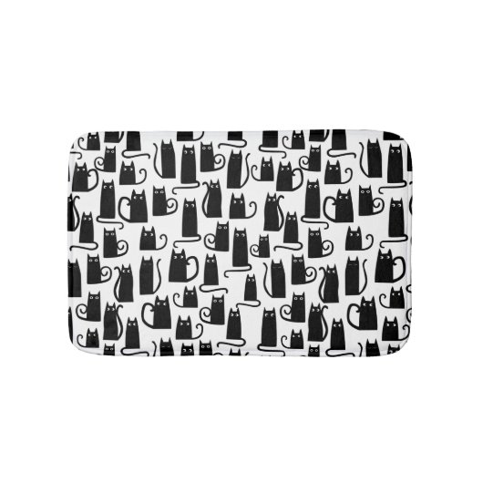 Black Cat Fun Muster Badematte (Vorderseite)