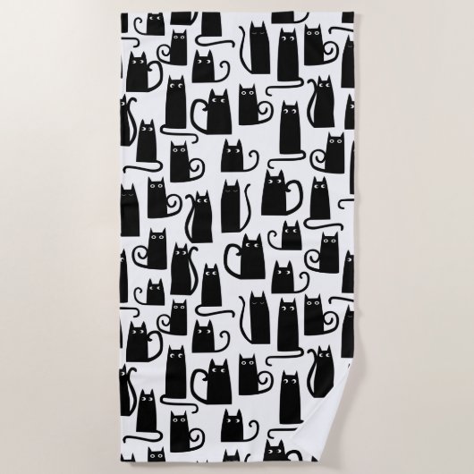 Black Cat Fun Muster Strandtuch (Vorderseite)