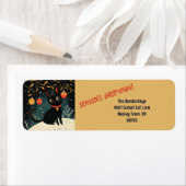 Black Cat Fun Retro Holiday Rücksendeadressen-Aufk (Insitu)