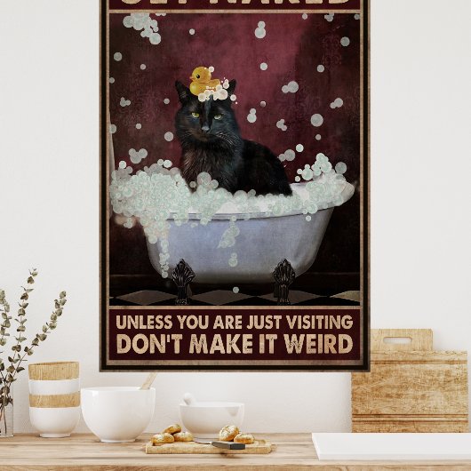 Black Cat Funny Bad Poster (Küche)