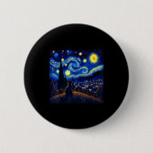 Black Cat Funny Cat Lover Mom Daddy Starry Night V Button (Vorderseite)