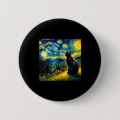 Black Cat Funny Cat Lover Mom Daddy Starry Night V Button (Vorderseite)