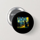 Black Cat Funny Cat Lover Mom Daddy Starry Night V Button (Vorne & Hinten)