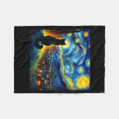 Black Cat Funny Cat Lover Mom Daddy Starry Night V Fleecedecke (Vorderseite (Horizontal))