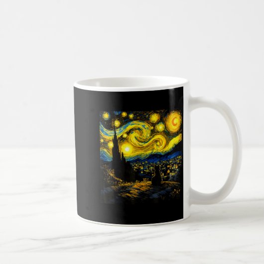 Black Cat Funny Cat Lover Mom Daddy Starry Night V Kaffeetasse (Rechts)