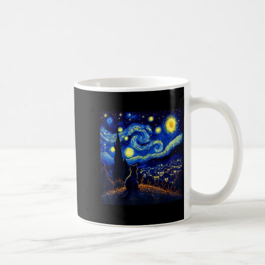 Black Cat Funny Cat Lover Mom Daddy Starry Night V Kaffeetasse (Rechts)