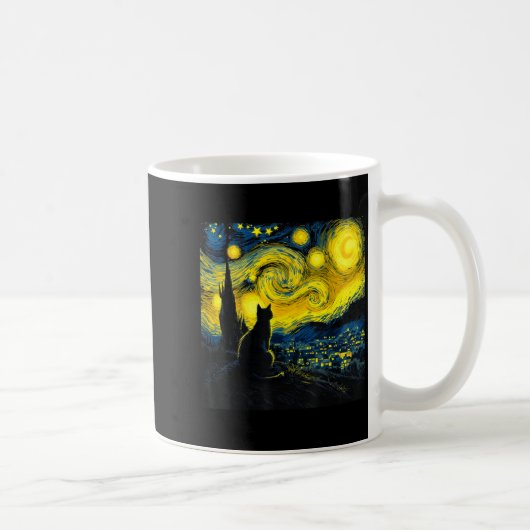 Black Cat Funny Cat Lover Mom Daddy Starry Night V Kaffeetasse (Rechts)