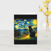 Black Cat Funny Cat Lover Mom Daddy Starry Night V Karte (Gelbe Blume)