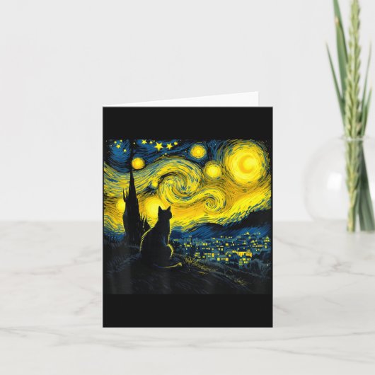 Black Cat Funny Cat Lover Mom Daddy Starry Night V Karte (Vorderseite)