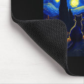 Black Cat Funny Cat Lover Mom Daddy Starry Night V Mousepad (Ecke)