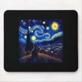 Black Cat Funny Cat Lover Mom Daddy Starry Night V Mousepad (Vorne)