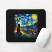Black Cat Funny Cat Lover Mom Daddy Starry Night V Mousepad (Mit Mouse)