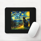 Black Cat Funny Cat Lover Mom Daddy Starry Night V Mousepad (Mit Mouse)