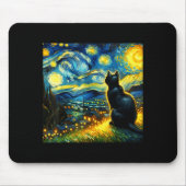 Black Cat Funny Cat Lover Mom Daddy Starry Night V Mousepad (Vorne)