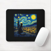 Black Cat Funny Cat Lover Mom Daddy Starry Night V Mousepad (Mit Mouse)