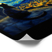 Black Cat Funny Cat Lover Mom Daddy Starry Night V Poster (Ecke)