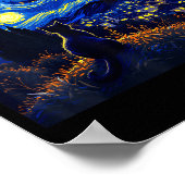 Black Cat Funny Cat Lover Mom Daddy Starry Night V Poster (Ecke)