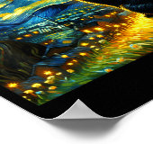 Black Cat Funny Cat Lover Mom Daddy Starry Night V Poster (Ecke)