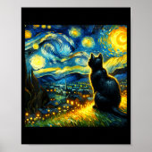 Black Cat Funny Cat Lover Mom Daddy Starry Night V Poster (Vorne)