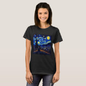 Black Cat Funny Cat Lover Mom Daddy Starry Night V T-Shirt (Vorne ganz)