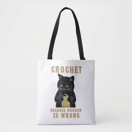 Black Cat Funny Crochet, weil Mord falsch Tasche (Vorderseite)