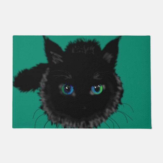 Black Cat Funny Doormat - Willkommen Fußmatte (Vorderseite)