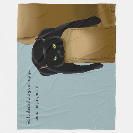 Black Cat Funny Sassy Blue Fleecedecke (Vorderseite)