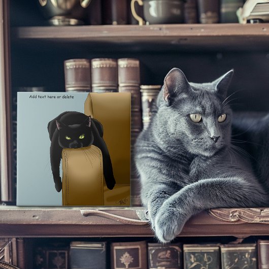 Black Cat Funny Sassy Blue Fliese