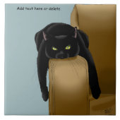 Black Cat Funny Sassy Blue Fliese (Vorderseite)