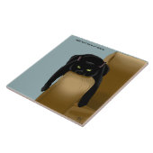 Black Cat Funny Sassy Blue Fliese (Seite)