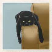 Black Cat Funny Sassy Blue Glasuntersetzer (Vorderseite)
