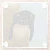 Black Cat Funny Sassy Blue Glasuntersetzer (Rückseite)