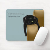 Black Cat Funny Sassy Blue Mousepad (Mit Mouse)