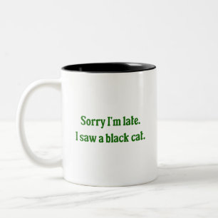Black Cat Funny Zweifarbige Tasse