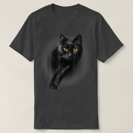 Black Cat Gelbe Augen Katzen T-Shirt Geschenke  (Design vorne)