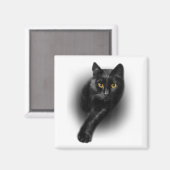 Black Cat Gelbe Augen Katzen T-Shirt gibt Mütter T Magnet (Vorderseite/Rückseite)