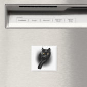 Black Cat Gelbe Augen Katzen T-Shirt gibt Mütter T Magnet (In Situ (Geschirrspüler))