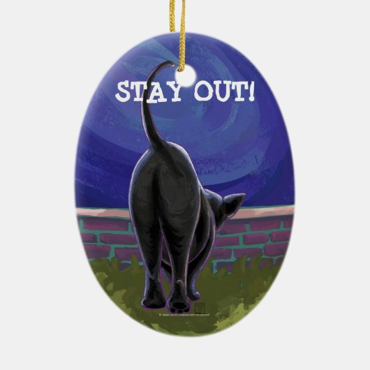 Black Cat Geschenke & Accessoires Keramik Ornament (Hinten)