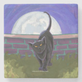 Black Cat Geschenke & Accessoires Steinuntersetzer (Vorderseite)