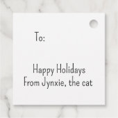 Black Cat Gestalten eines Schneemanns Weihnachtsge Geschenkanhänger (Rückseite)