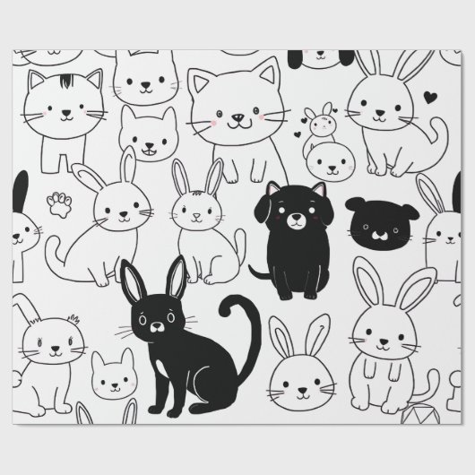 Black Cat Gift Wrapping Paper Geschenkpapier (Flach)