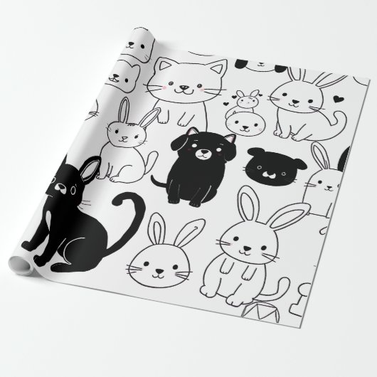 Black Cat Gift Wrapping Paper  Geschenkpapier (Ungerollt)